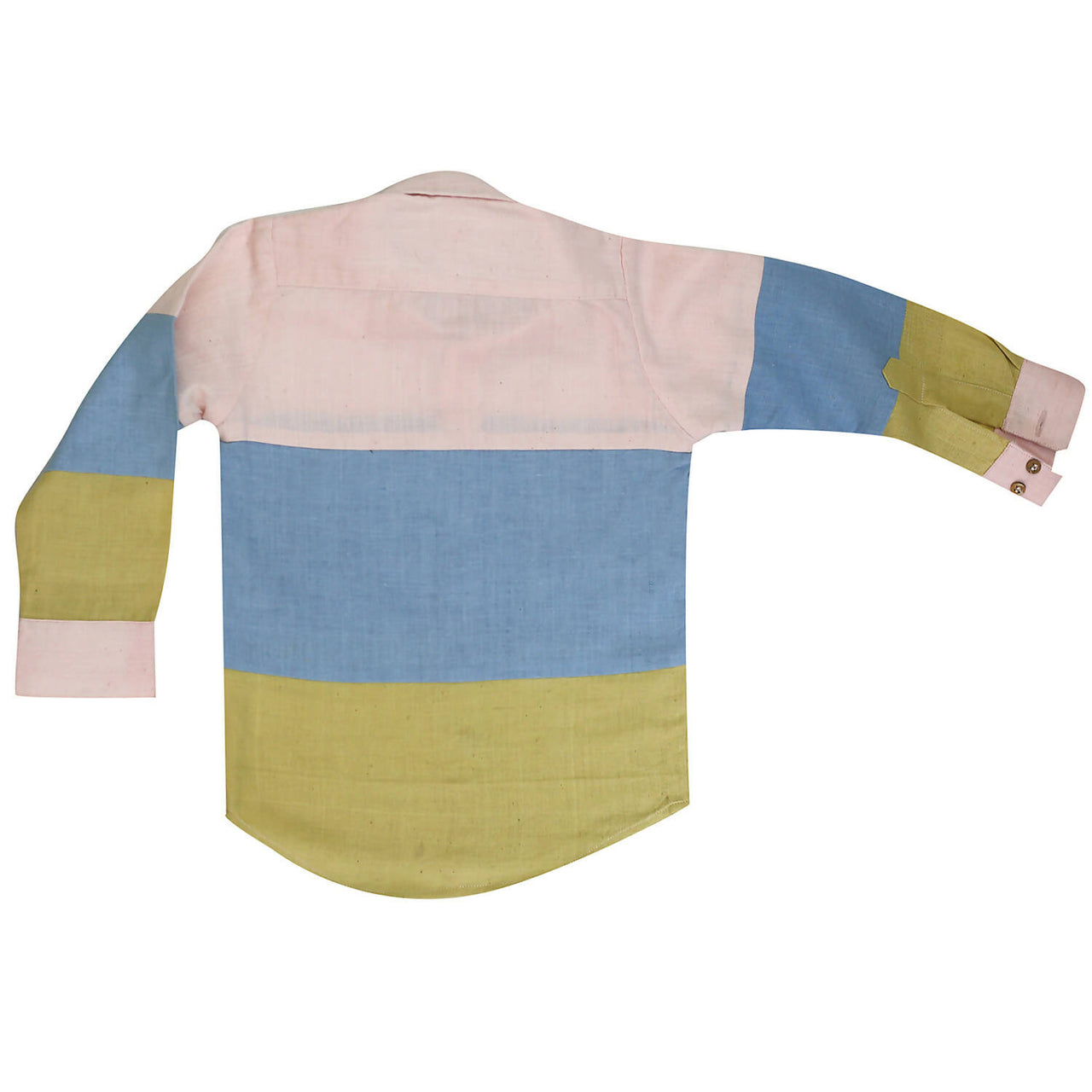 Mhyssa Blue and Yellow Color Blocked Shirt - Distacart
