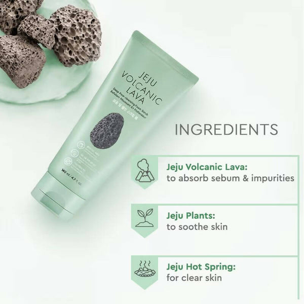 The Face Shop Jeju Volcanic Lava Scrub Foam - Distacart
