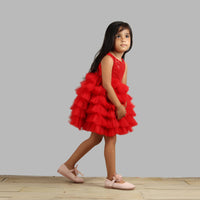 Thumbnail for Pink Cow Fashions Red Dress With Frill Bottoms - Distacart