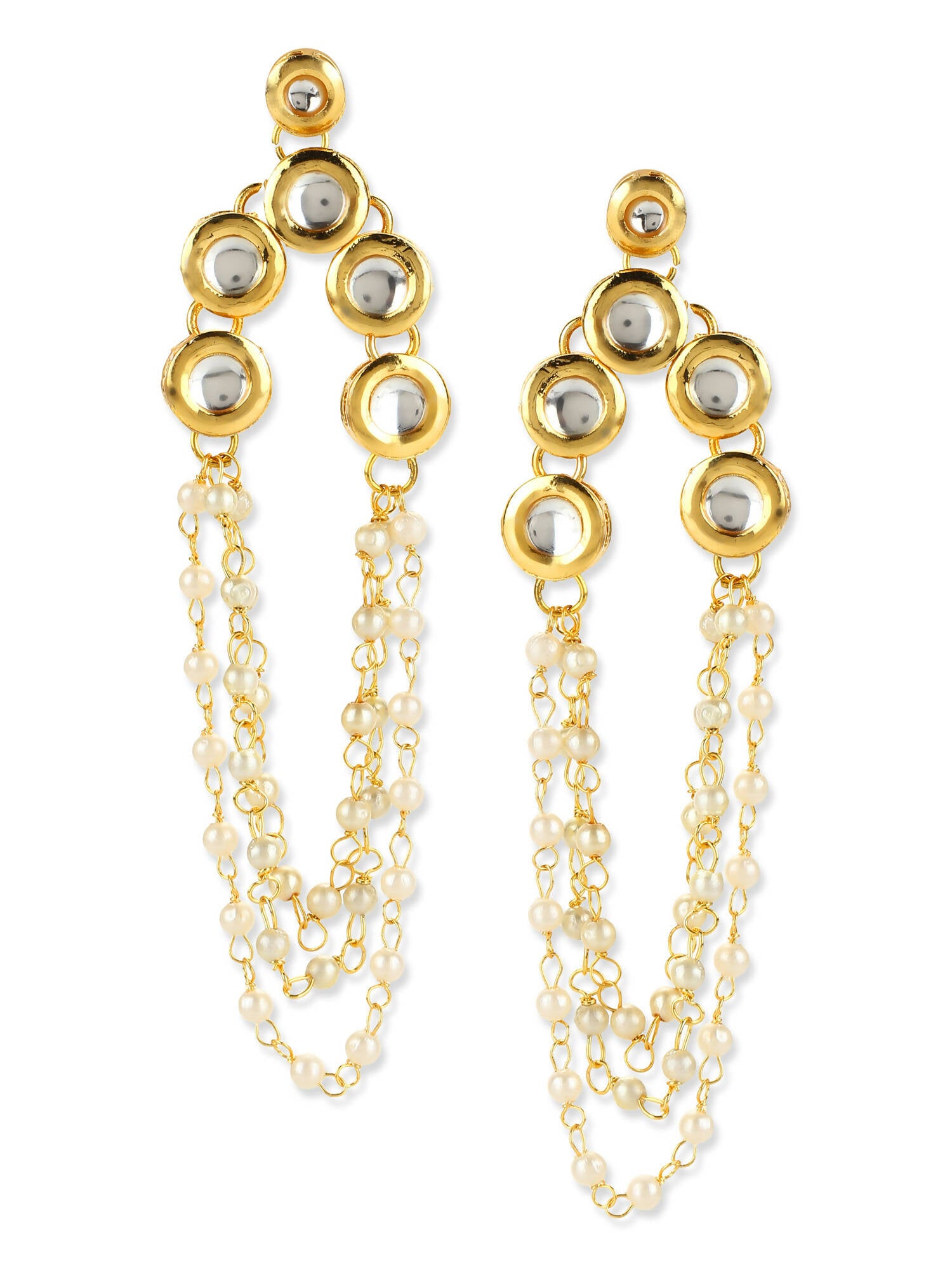 Gold Plated Off White Contemporary Drop Earrings - Ruby Raang - Distacart