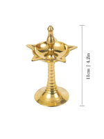 Thumbnail for Spillbox Gold Toned Brass Textured Small Kuthu Vilakku Diya - Distacart