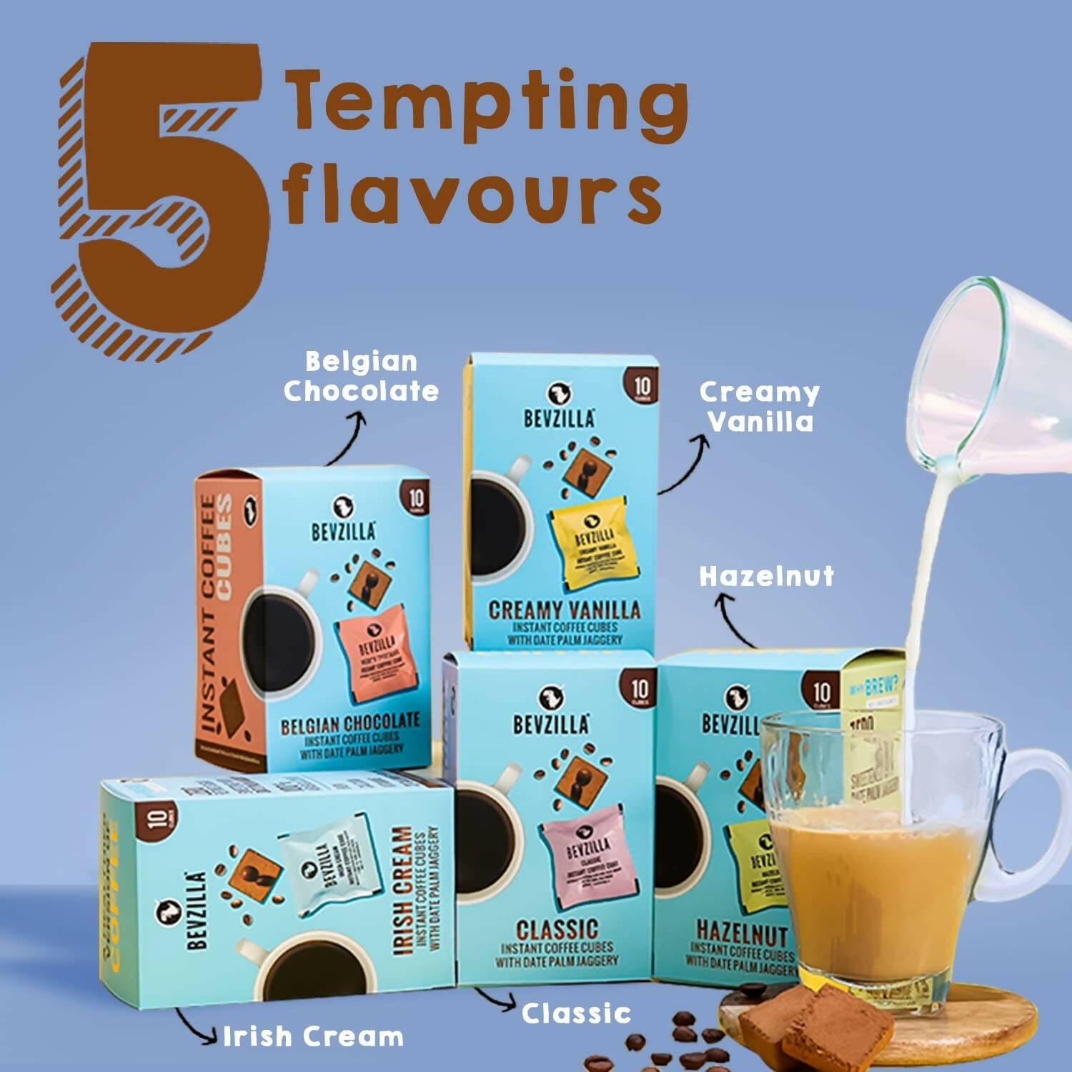 Bevzilla Assorted Flavours Instant Coffee Cubes with Organic Date Palm Jaggery - Distacart