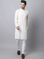 Thumbnail for Even Apparels White Pure Cotton Men's Kurta With Side Placket - Distacart