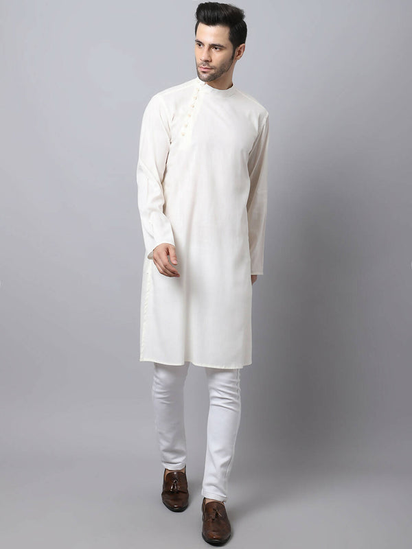 Even Apparels White Pure Cotton Men's Kurta With Side Placket - Distacart