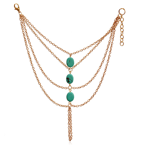 Gold-Plated Alloy Designer Hand Harness Bracelet - The Pari - Distacart