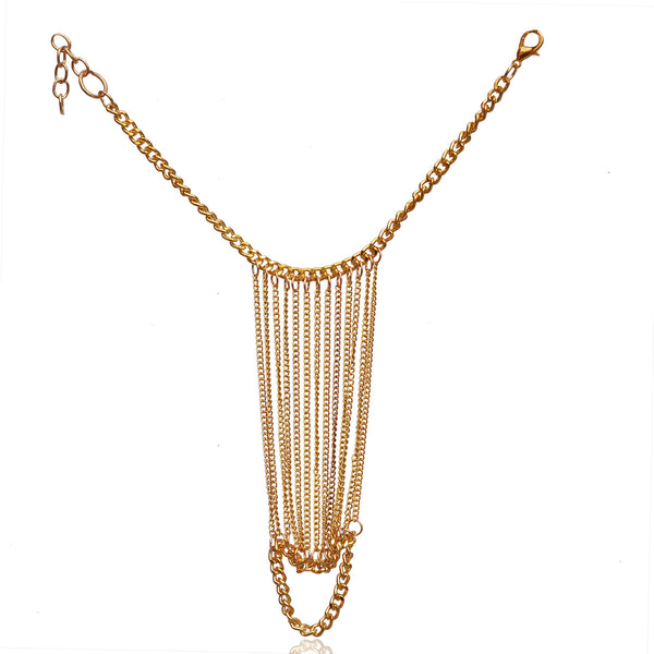 Gold-Plated Alloy Designer Hand Harness Bracelet - The Pari - Distacart