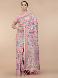 Thumbnail for Light Pink Silk Blend Woven Design Saree With Unstitched Blouse Piece - Aloki - Distacart