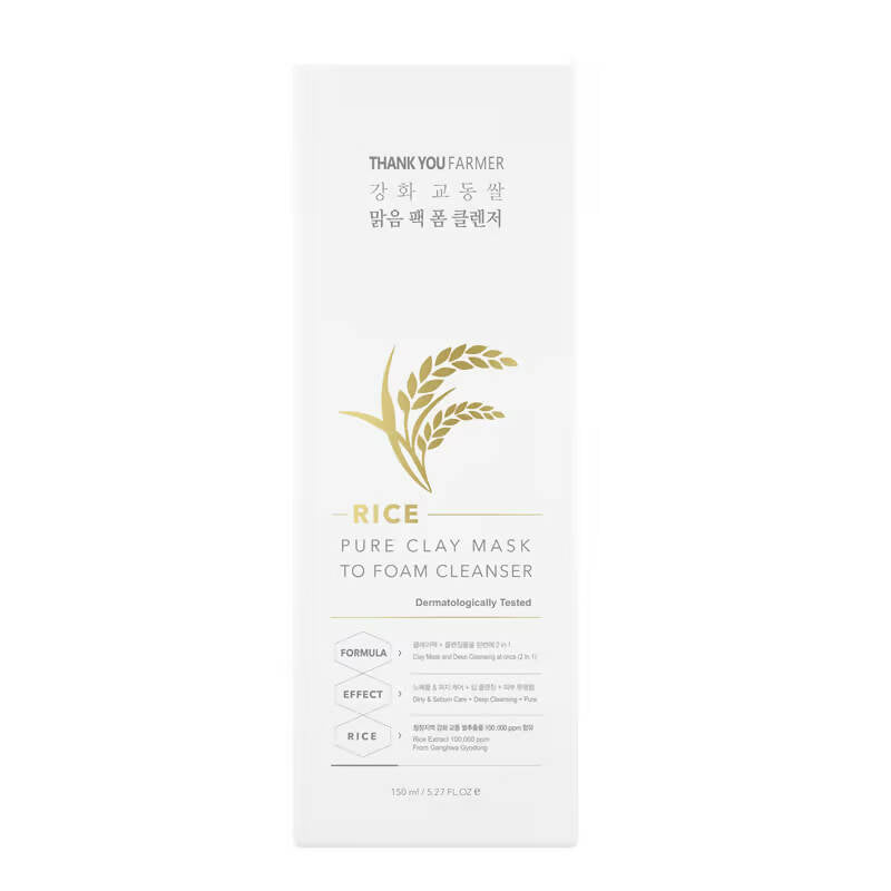 Thank You Farmer Rice Pure Clay Mask To Foam Cleanser - Distacart
