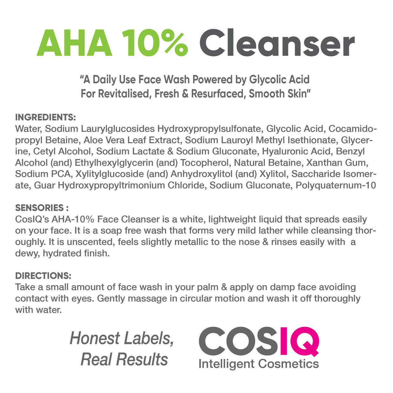Cos-IQ AHA Glycolic Acid 10% Face Cleanser - Distacart