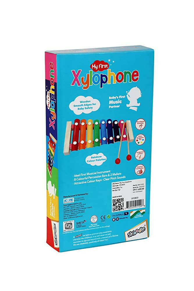 Skoodle My First Xylophone for Kids and Toddlers with Harmonica, Best Educational Musical Instrument with Wooden Mallets for Boys and Girls - Distacart