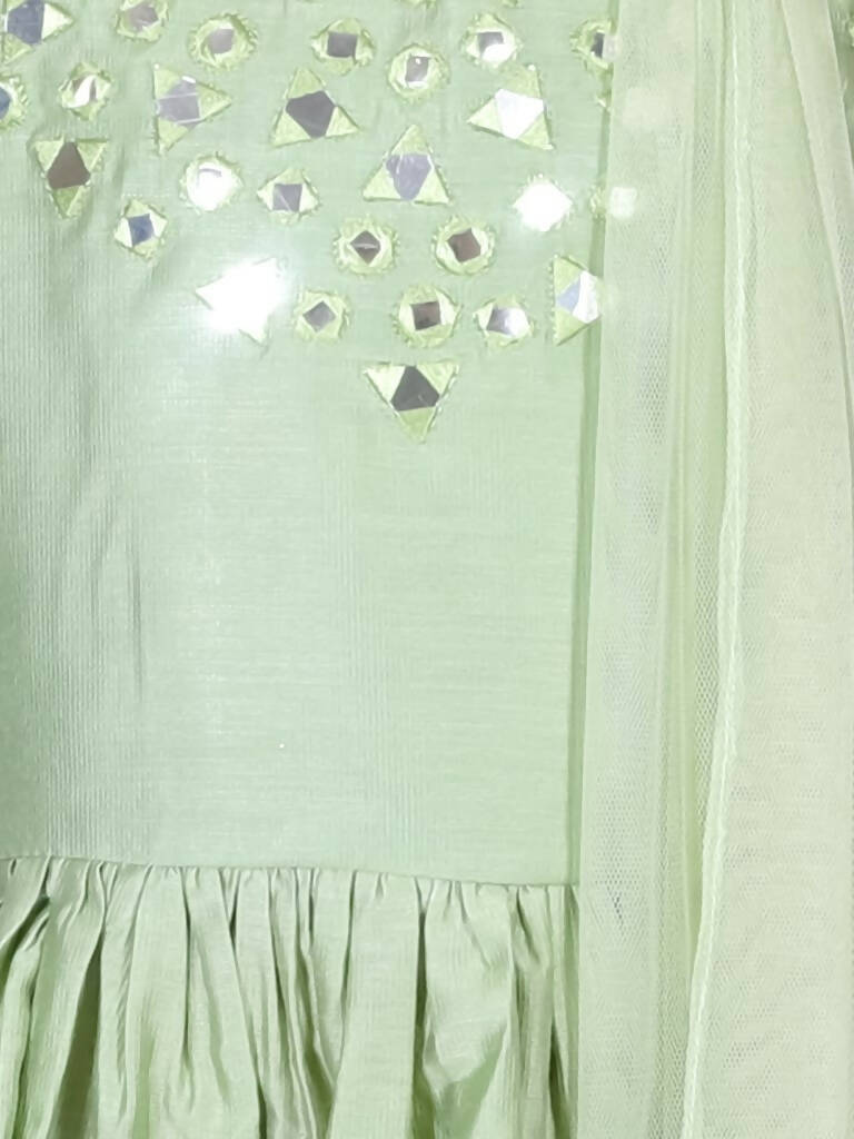 Lil Drama Ethnic Girls Green Kurta with Sharara and dupatta set - Distacart