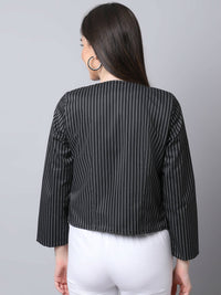 Thumbnail for Even Apparels Black Polywool Open Front Statement Women's Jacket - Distacart