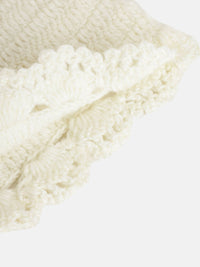 Thumbnail for Chutput Kids Woollen Hand Knitted Full Sleeves Cardigan With Short Sleeves Flower Work Dress - Cream - Distacart