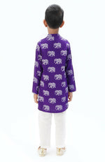 Thumbnail for Lil Drama Trunk Tales Boys Purple Kurta With Pant Set - Distacart