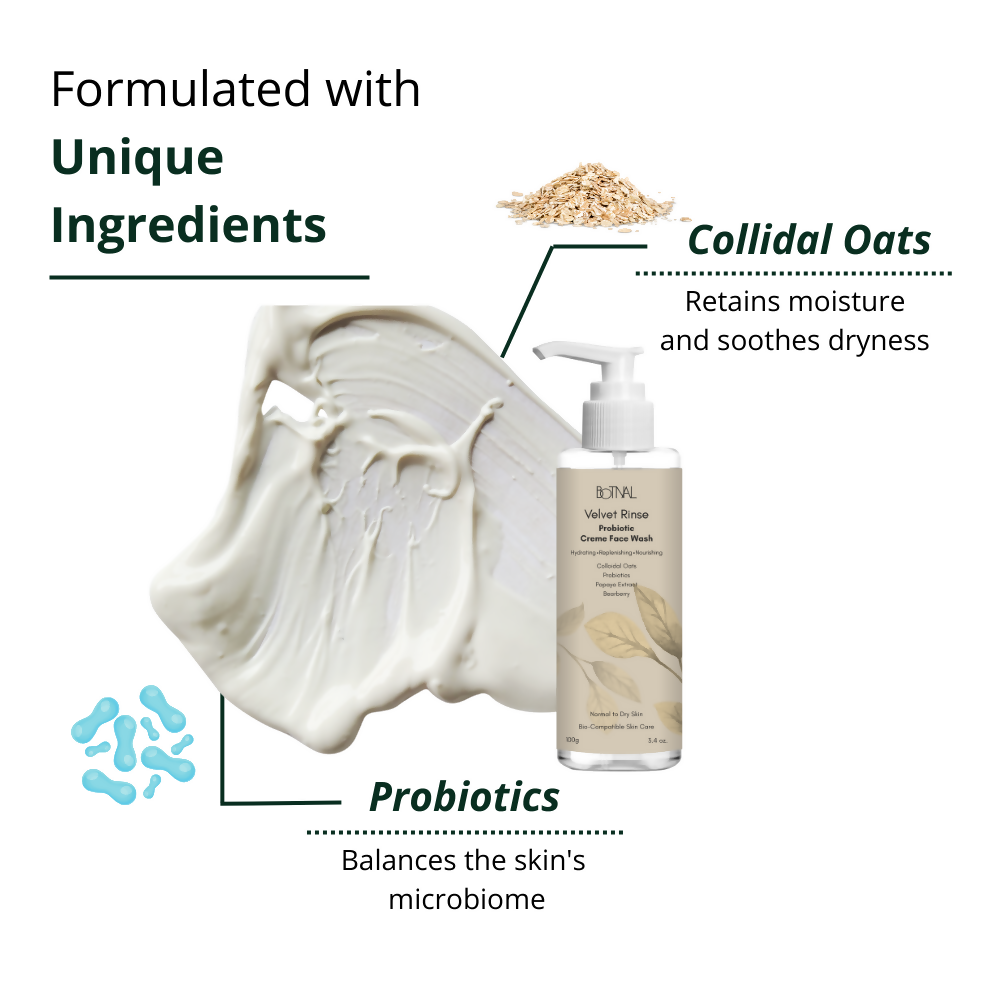 Botnal Velvet Rinse Probiotic Creme Face Wash with Colloidal Oats for Hydration - Distacart