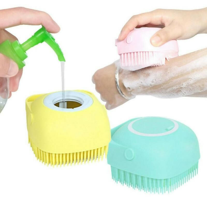 Favon Silicon Soft Cleaning Body Bath Brush with Shampoo Dispenser Scrubber for Cleansing and Dead Skin Removal - Distacart
