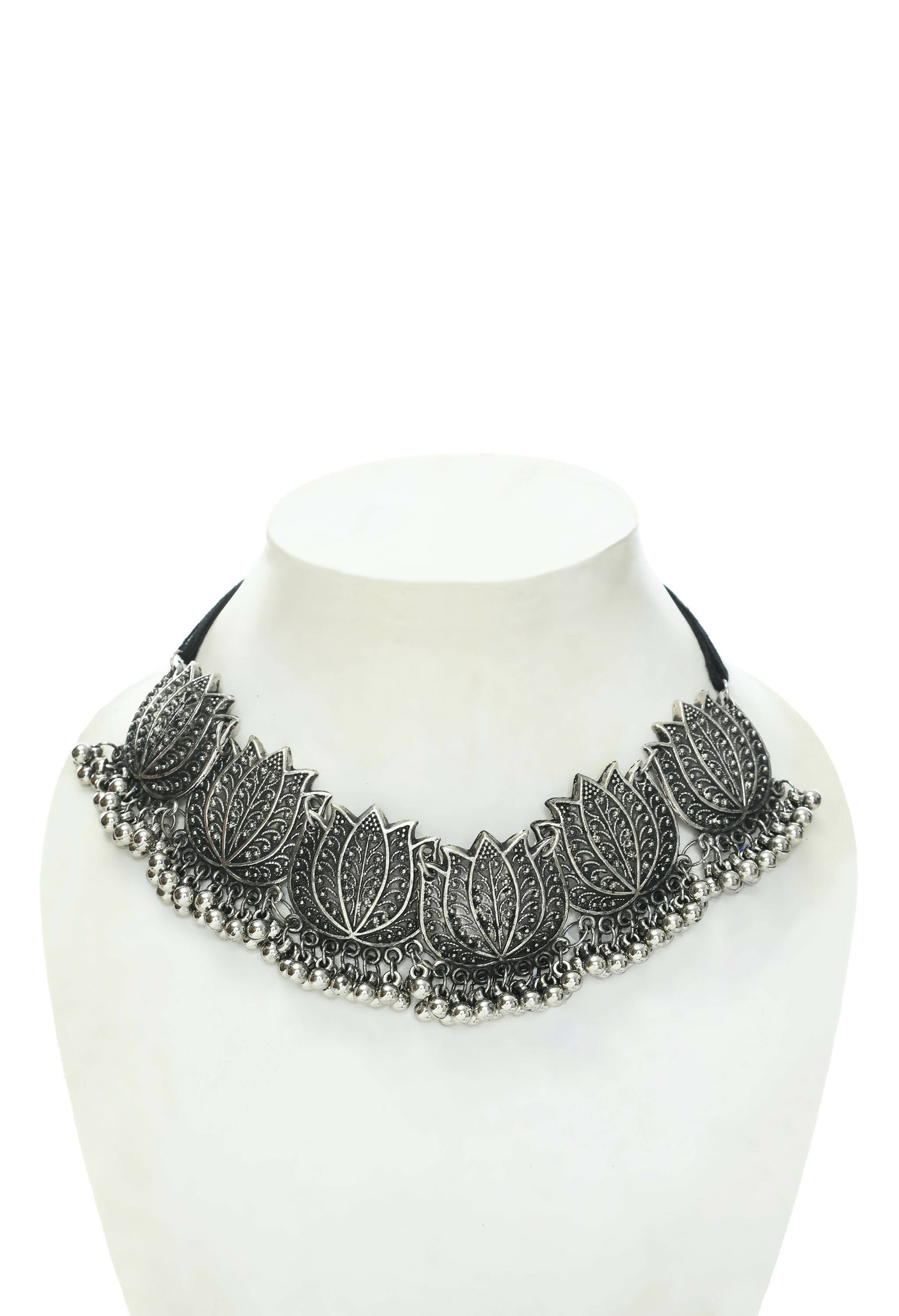 Mominos Fashion Johar Kamal Silver-Plated Brass Finish Lotus Design Choker For Women - Distacart