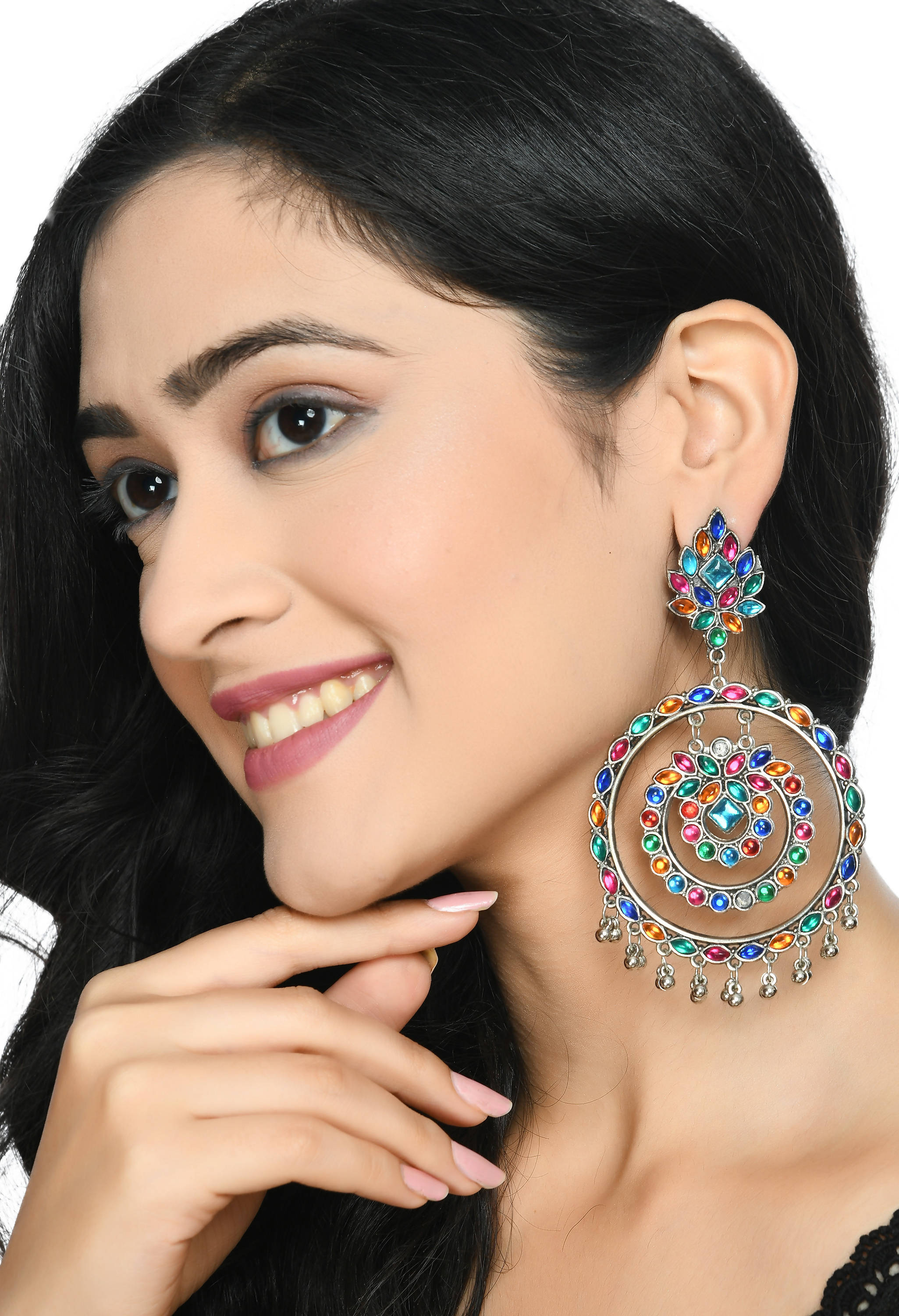 Mominos Fashion Johar Kamal Women's Multi Colour Kundan Circles Earrings - Distacart