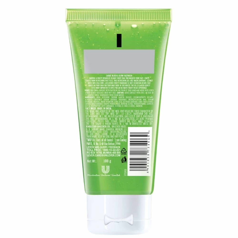 Lakme Blush & Glow Kiwi Freshness Gel Face Wash back image