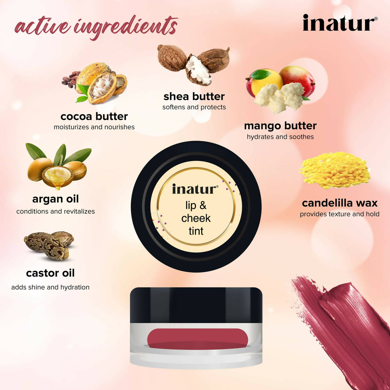 Inatur Lip and Cheek Tint Coral - Distacart