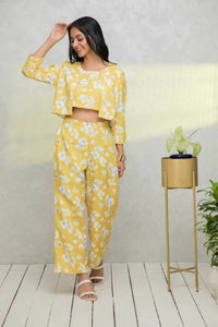 Thumbnail for Myshka Women Yellow Printed Pastels Co-Ords - Distacart