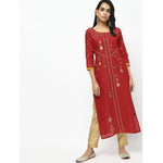 Thumbnail for Cheera Red Straight Printed Kurta