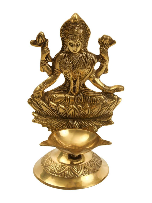 Spillbox Gold-Toned Brass Lakshmi Diya Pooja Essential - Distacart