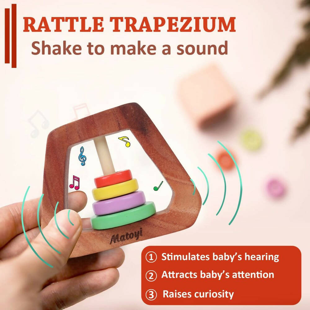 Matoyi Trapezium Wooden Baby Rattle - Distacart