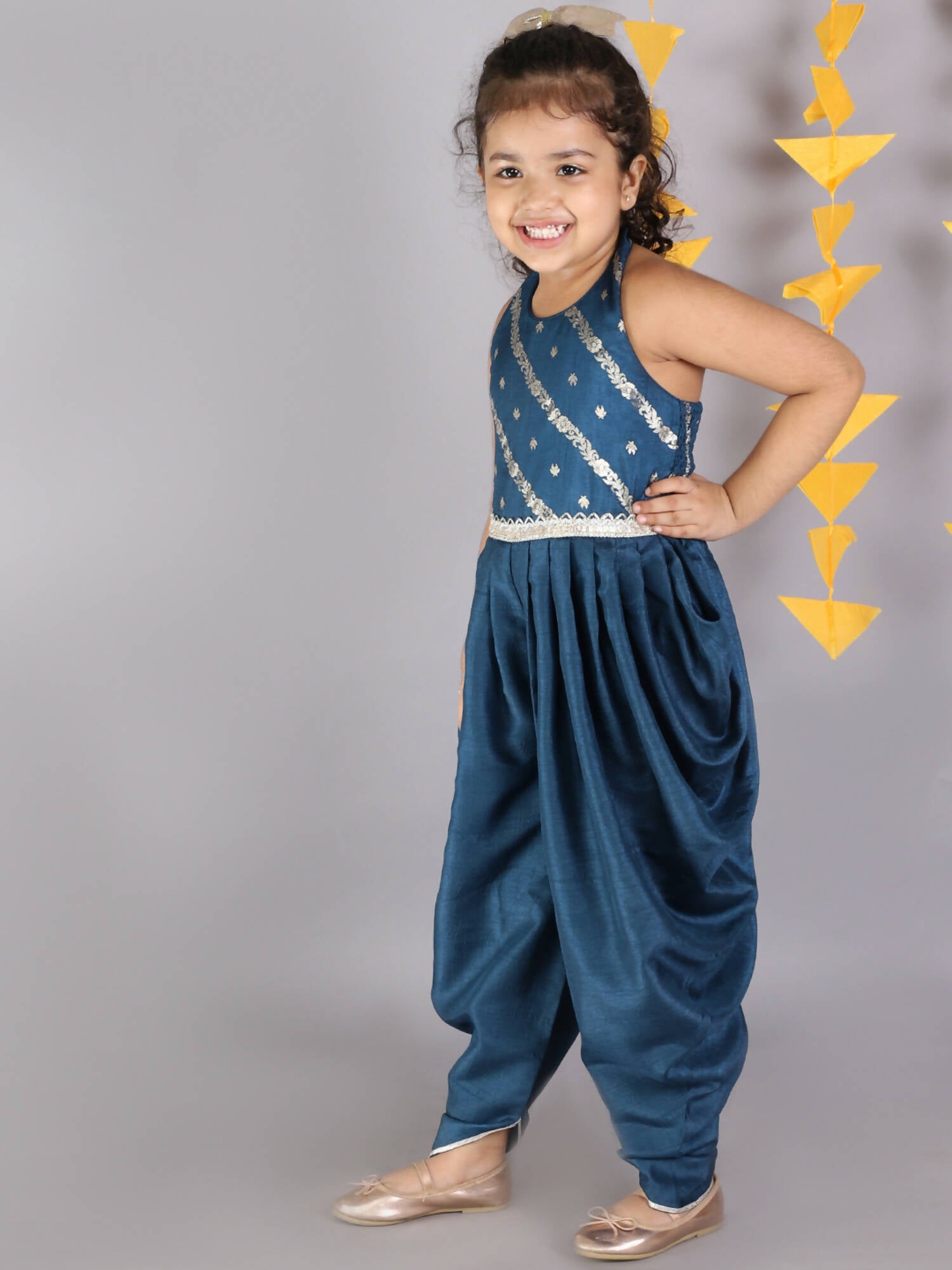 Lil Drama Girls Jumpsuit - Teal Blue - Distacart
