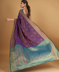 Thumbnail for Purple Silk Woven Design Saree With Unstitched Blouse Piece - Akshita - Distacart