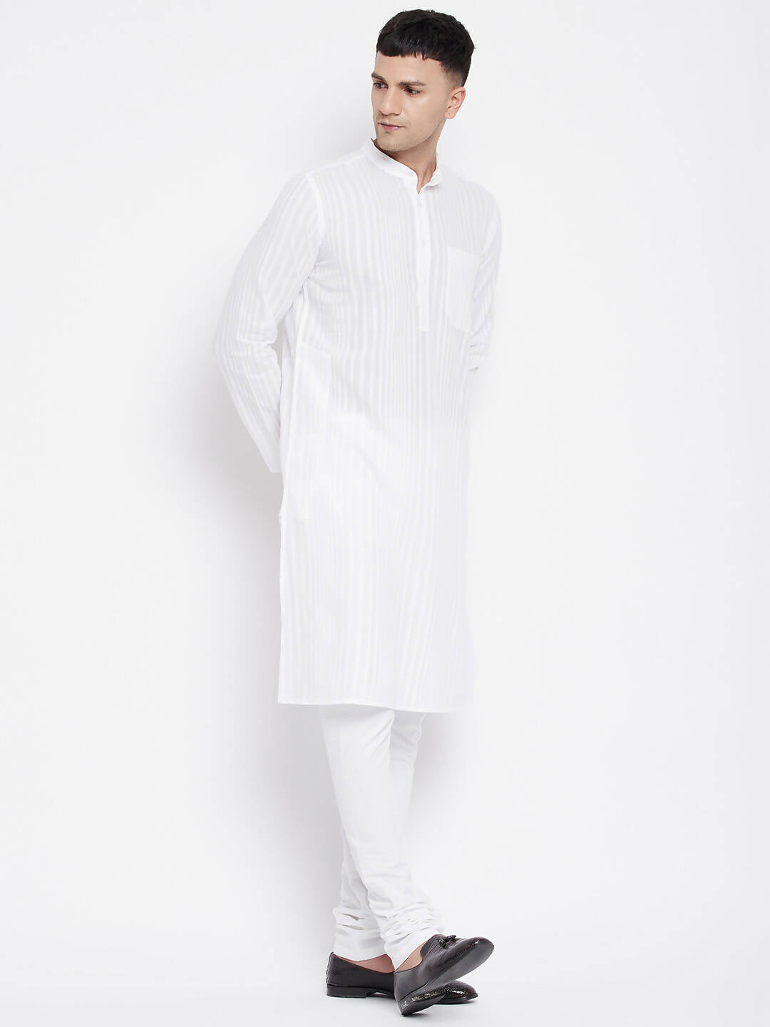 Even Apparels White Pure Cotton Men Kurta With Band Collar - Distacart