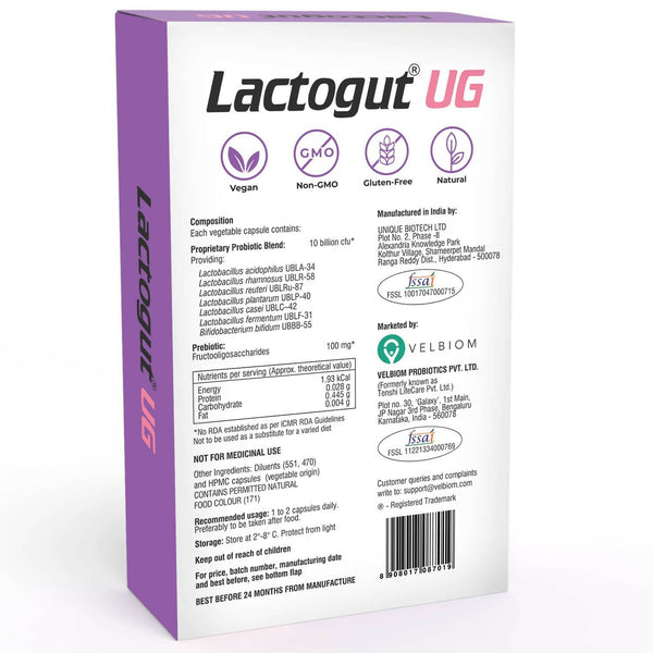 Velbiom Lactogut UG Probiotics Capsules For Women's - Distacart