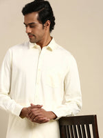 Thumbnail for Ramraj Cotton Mens Cotton Cream Colour Full Sleeve Shirt - Distacart