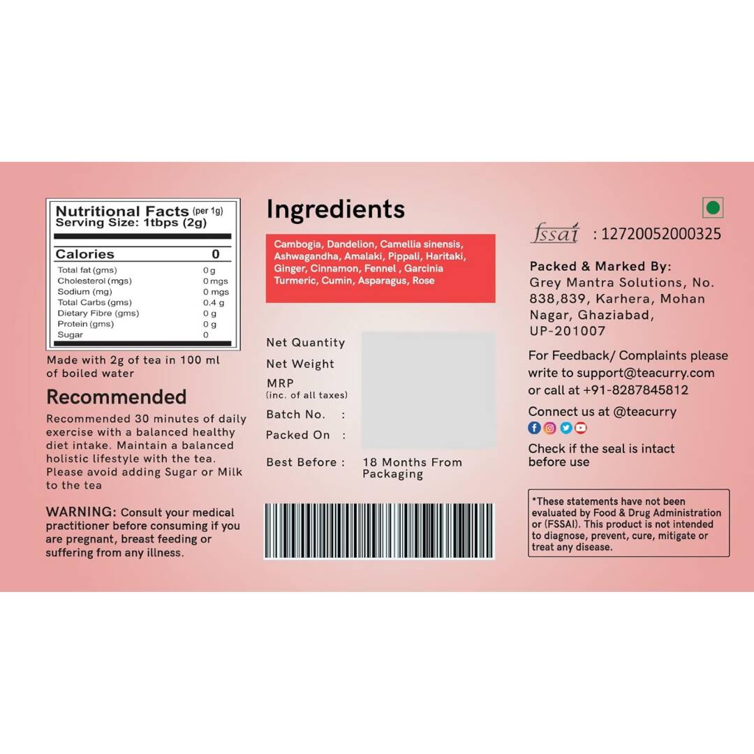 Teacurry Thigh Fat Tea Bags - Distacart