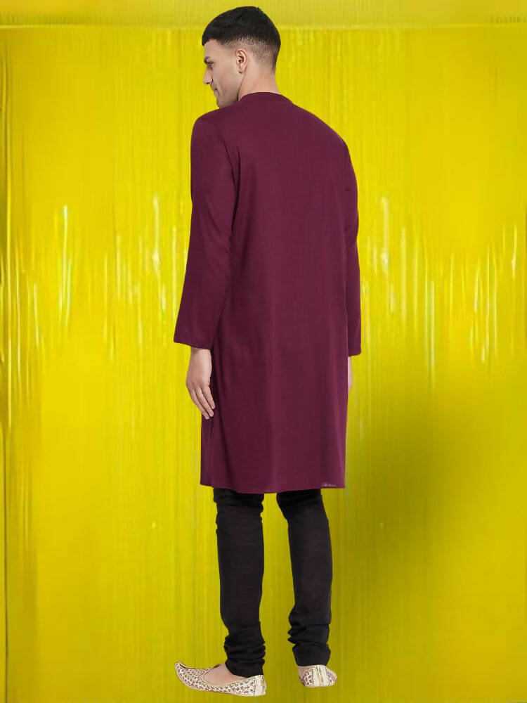 Even Apparels Pure Cotton Maroon Asymetrical Kurta - Maroon - Distacart