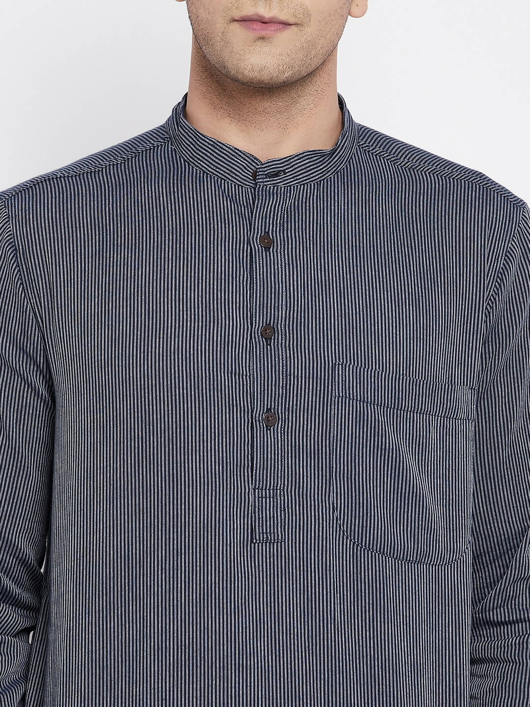 Even Apparels Grey Color Pure Cotton Men's Kurta With Band Collar - Distacart