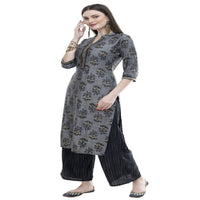 Thumbnail for Lagi Women's Black Rayon Straight Printed Kurta & Palazzo (MRP102)