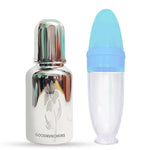 Thumbnail for Goodmunchkins Stainless Steel Feeding Bottle 304 Grade Jointless & Spoon Food Feeder for Baby Nipple Feeder 300 ml Combo Pack-Blue - Distacart