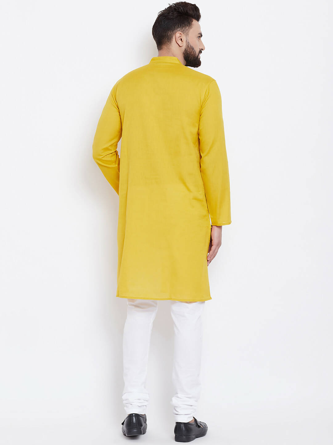 Even Apparels Yellow Men's Pure Cotton Kurta With Band Collar - Distacart