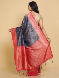 Thumbnail for Kalamandir Ethnic Motifs Dark Blue Silk Blend Saree