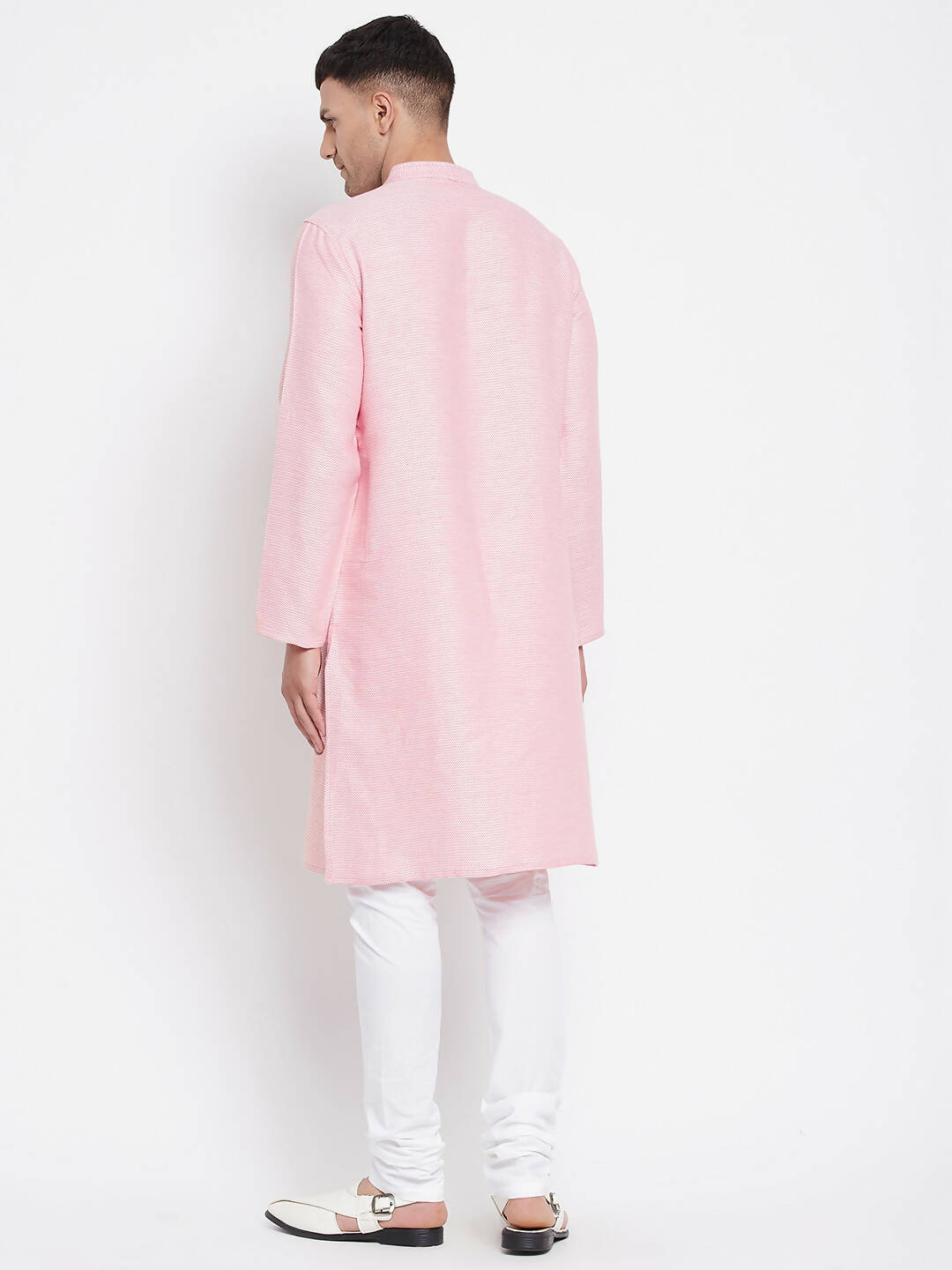 Even Apparels Pink Pure Cotton Men's Kurta With Band Collar - Distacart