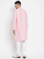Thumbnail for Even Apparels Pink Pure Cotton Men's Kurta With Band Collar - Distacart