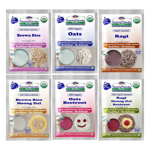TummyFriendly Foods Stage1, Stage2 Porridge Mixes - Trial Packs Combo - Distacart