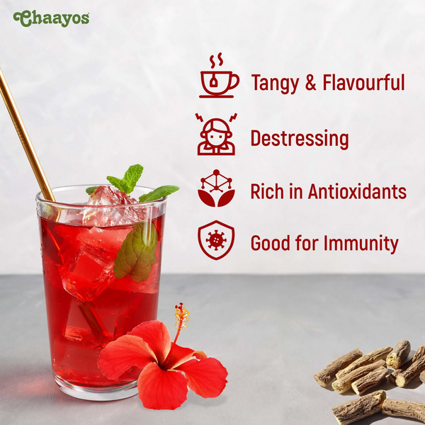 Chaayos Hibiscus Mulethi Green Tea Bags - Distacart