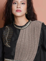 Thumbnail for Women Republic Black Cotton Blended Set with Attached Drape - Distacart