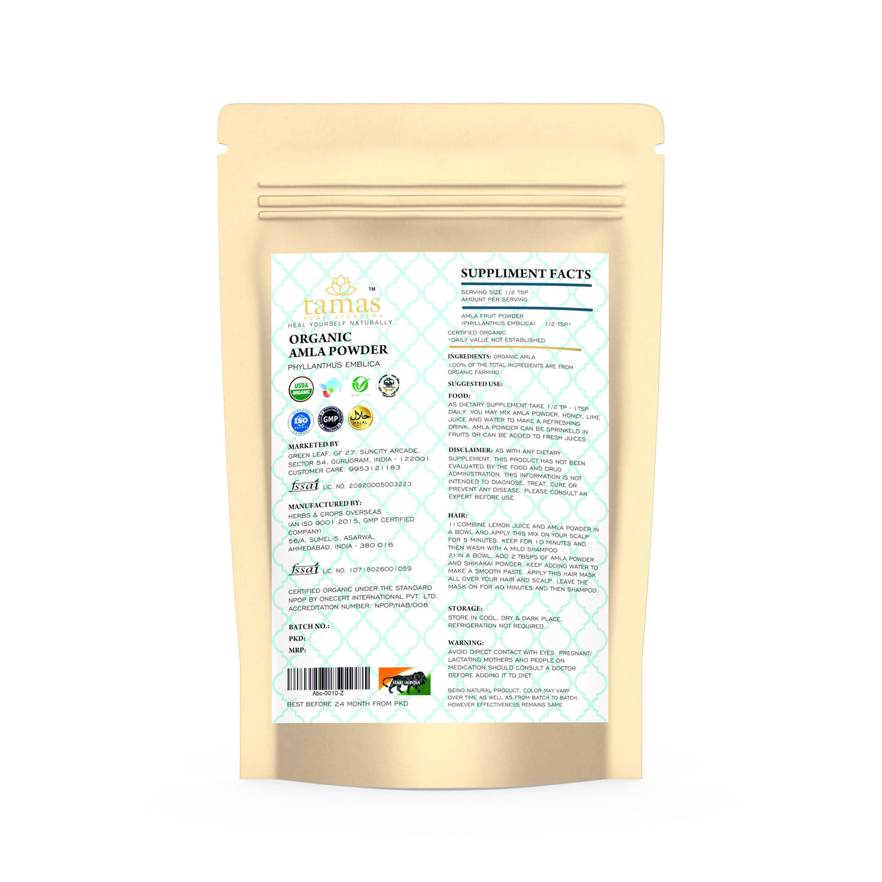 Tamas Pure Ayurveda Superfood Organic Amla Powder - Distacart