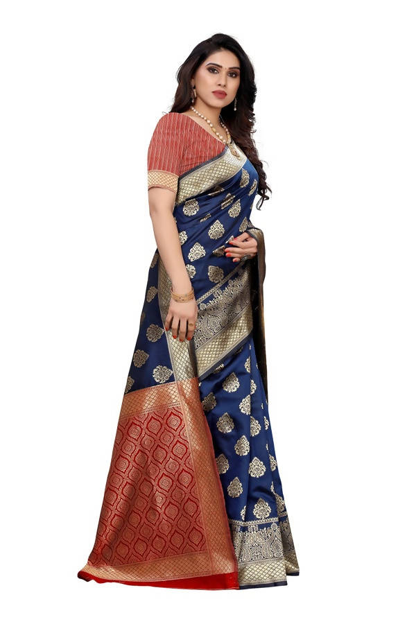 Vamika Banarasi Jacquard Weaving Blue Saree (Dangal Blue)