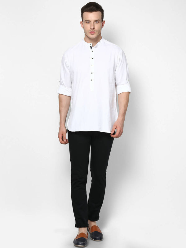 Even Apparels Band Collar White Color Pure Cotton Men's Kurta - Distacart