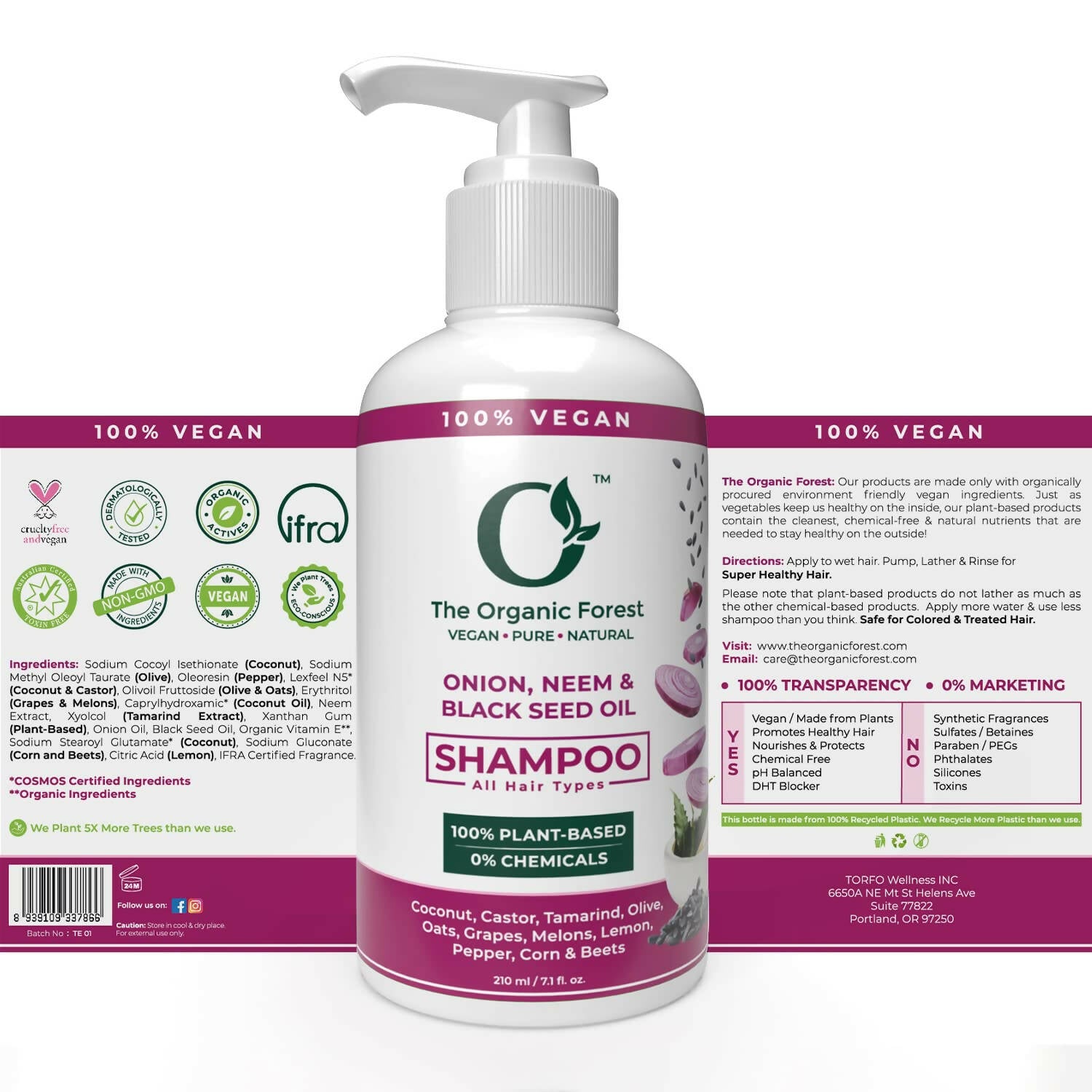 The Organic Forest Onion, Neem & Black Seed Oil Hair Shampoo - Distacart