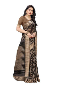 Thumbnail for Vamika Black Linen Designer Saree (BEE BLACK)